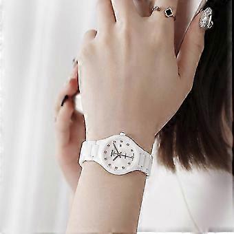 Montre femme en céramique blanche, style sobre, Banmo 26-27s