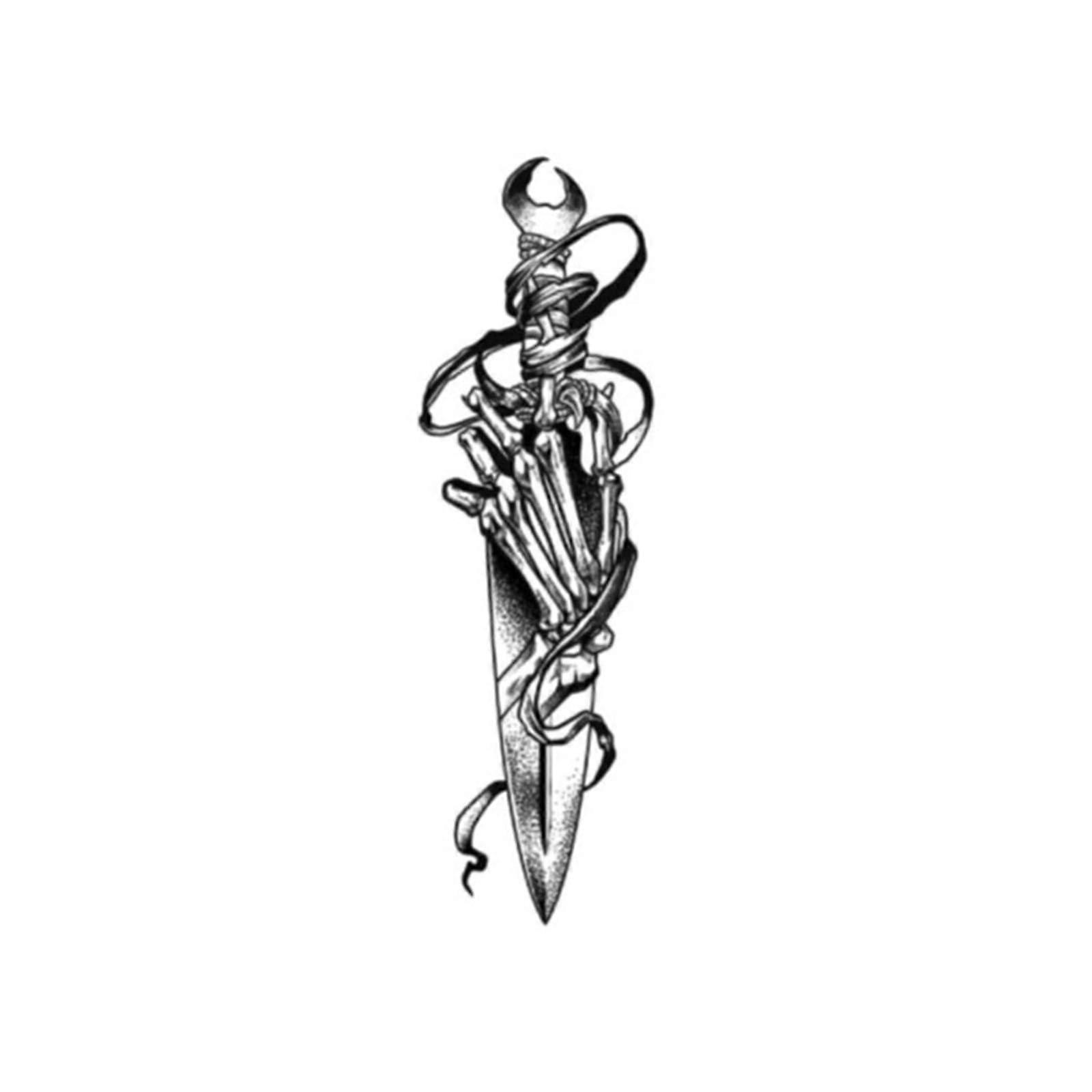 Ghost Dagger Semi Permanent Waterproof Temporary Tattoos for Arms and Legs, Lasts Two Weeks