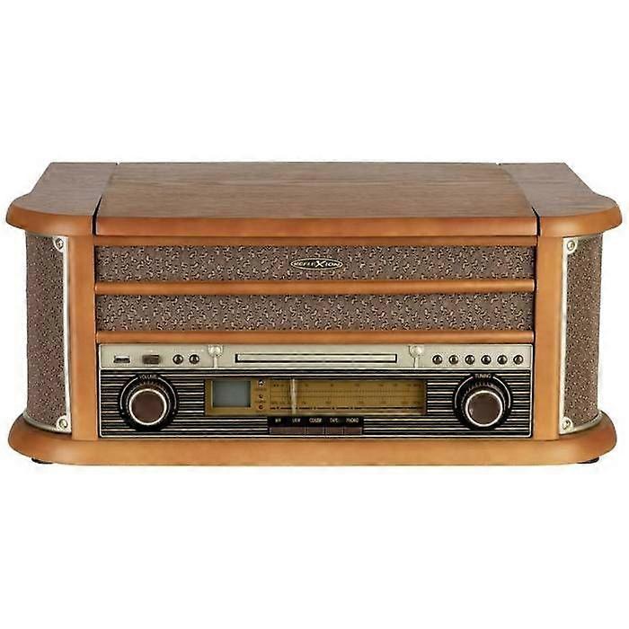 HIF2002 retrostereojärjestelmä, FM, CD, kasettisoitin, levysoitin, USB, aito puukotelo, tallennustoiminto