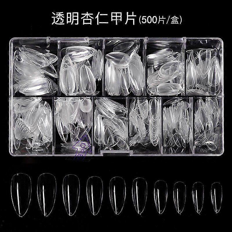 Almond-shaped false nails - Medium almond-shaped clear full-coverage nails