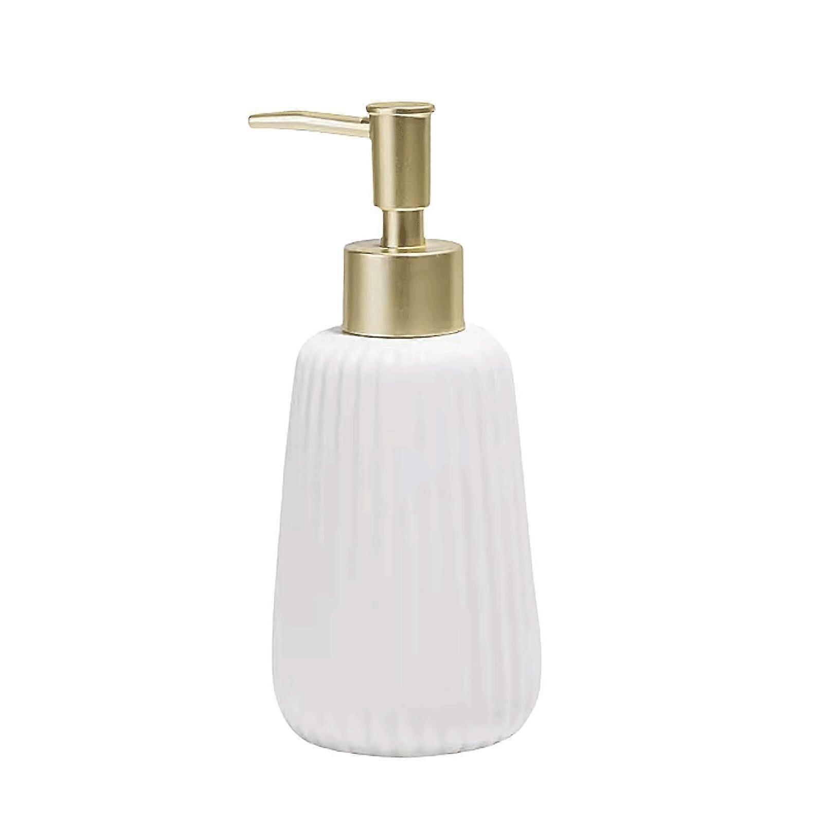Ceramic Soap Dispenser 300ml White Lotion Pump Bottle for Elegant Bathroom Decor