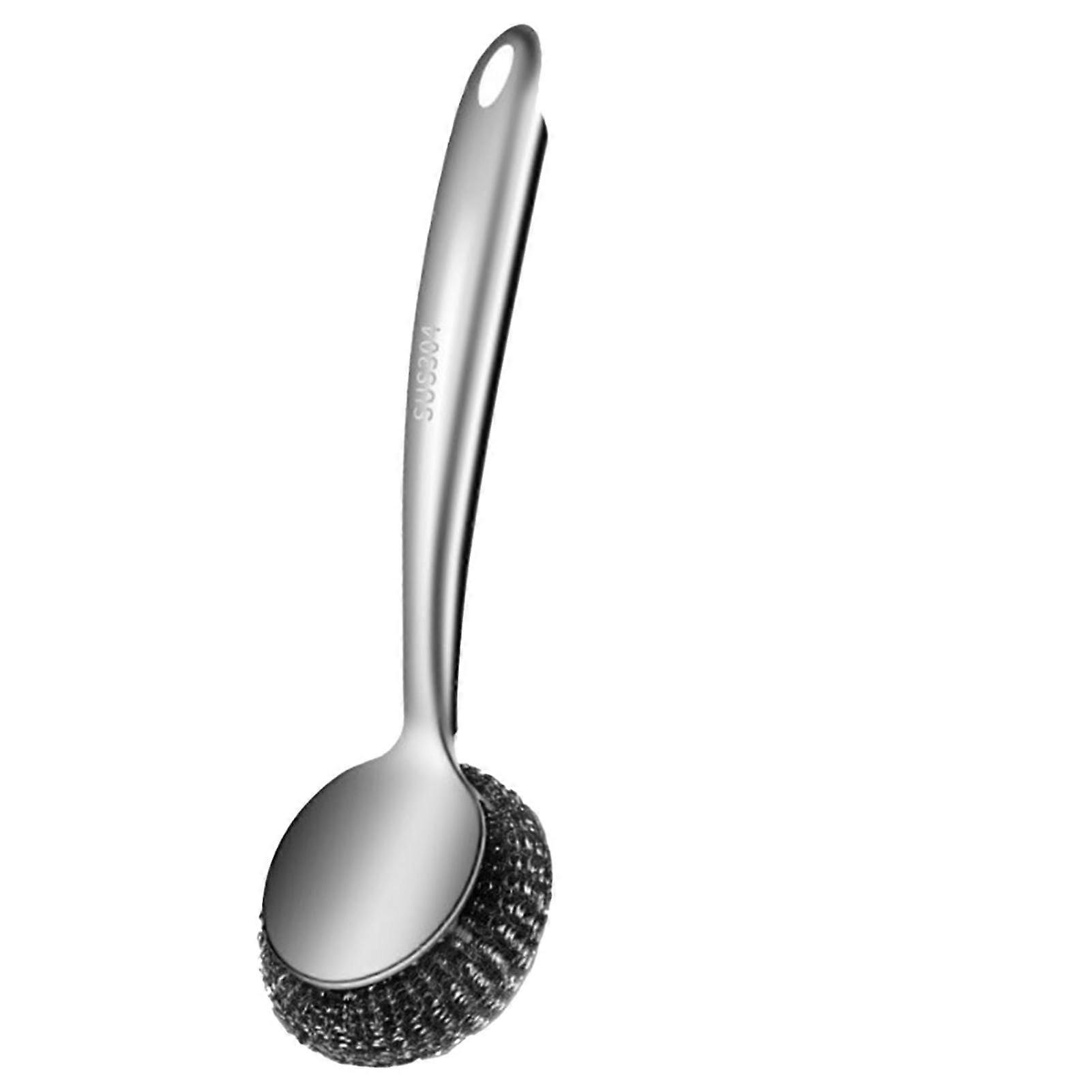 Ergonomic Stainless Steel Scrubber with Replaceable Head for Pots and Pans RustResistant Mesh