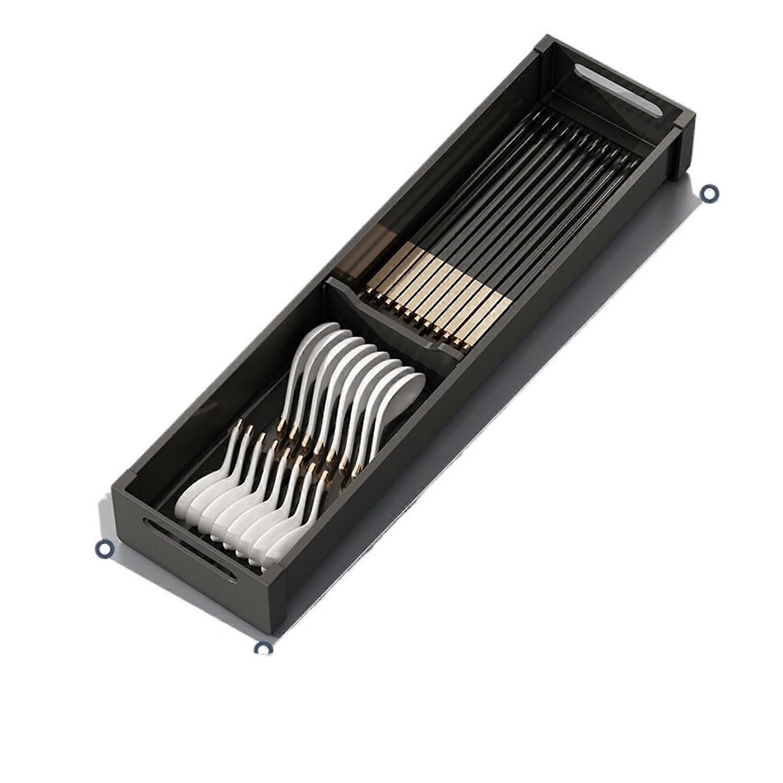 Under Cabinet Adjustable Dish Drying Rack with Utensil Holder, SpaceSaving Retractable Organizer 460x150mm