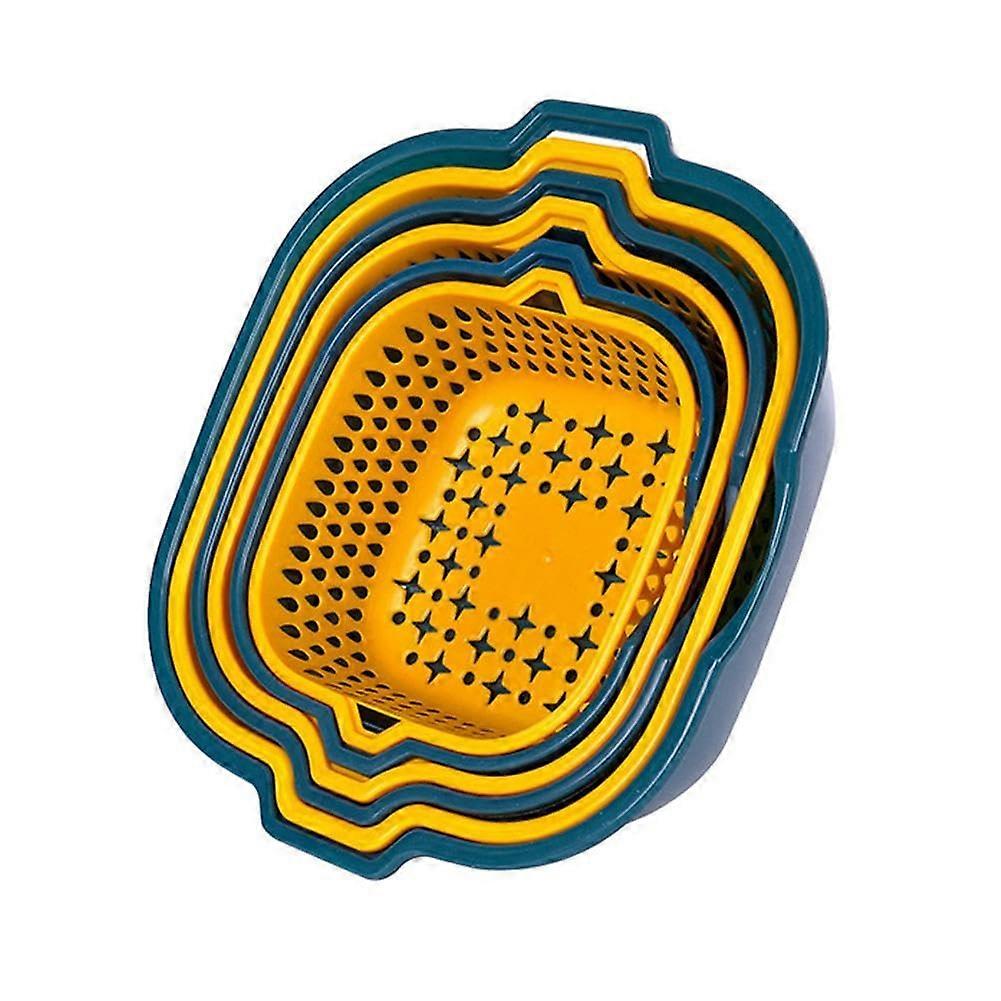 Double Layer Vegetable Strainer Basket Set with Handles, Stackable Fruit Drain Bowls, Thickened Plastic