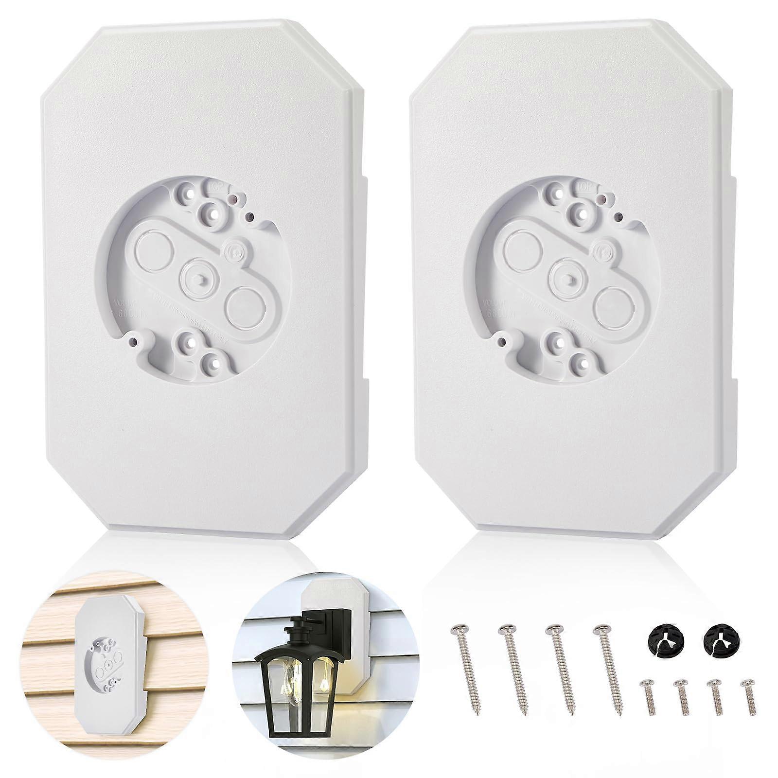 2 Pack Vinyl Siding Light Mounting Block with Electrical Box for 1/2 Inch Lap Siding White