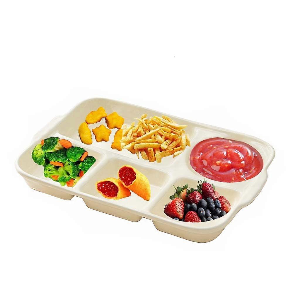 Large 12.5 Inch Ceramic Divided Portion Control Plate, 5Compartment Porcelain Dinnerware for Adults