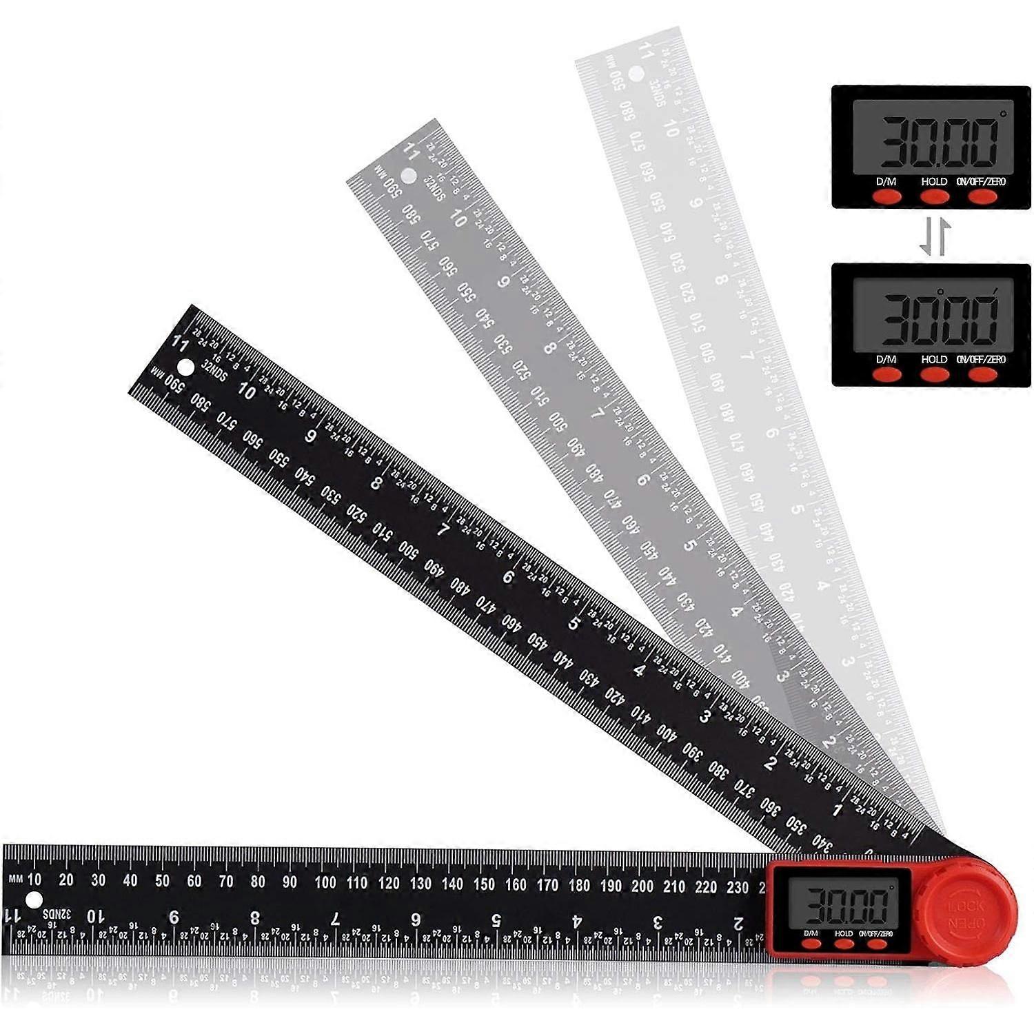 300mm Digital Protractor Ruler with LCD Display, Locking Function for Crafts