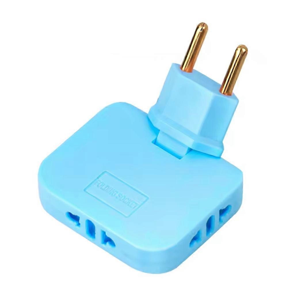 EU Plug 180 Degree Rotatable Converter 3-1 EU to US Extension Plug Multi-Plug Wireless Outlet Adapter Socket Blue