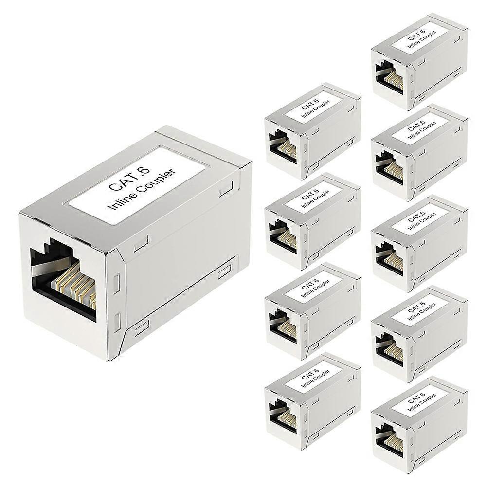 10pcs RJ45 Cat6 Coupler Shielded 10-Pack, Ethernet Cable Extender for High-Speed Network