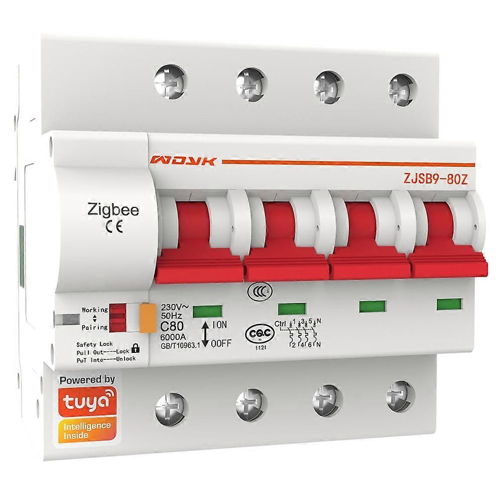 4P Tuya Zigbee Smart Circuit Breaker Remote Control Automatic Switch Overload Short Circuit Protecti