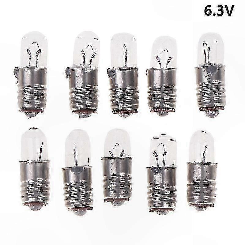 10Pcs Mini Indicator Bulb E5 Screw Base 6.3V-24V 0.1A Signal Lamp Beads