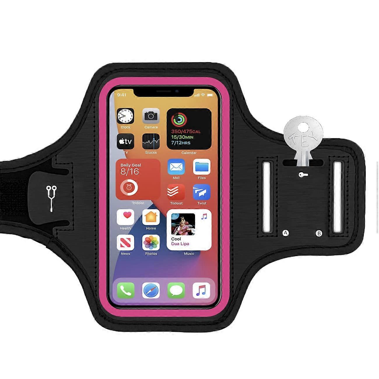 Running Armband Phone Holder with Sensitive Touchscreen, Adjustable Sweatproof Fit, Rose Red M