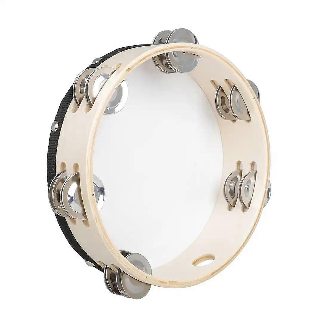 Tambourine with Double Row Jingles, Durable Plastic Frame, Clear Sound for Live Performance