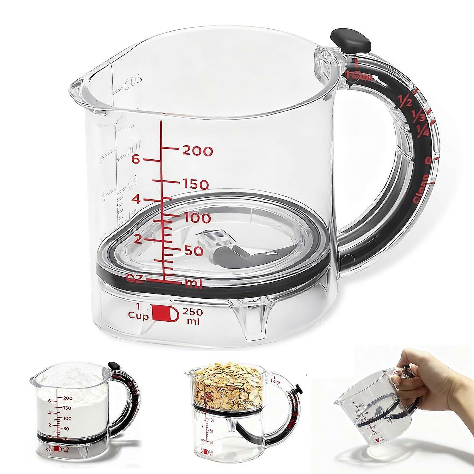 Adjustable Measuring Cup with Scraper Base, MultiFunctional Allin1 for Baking and Cooking Ref: 2483