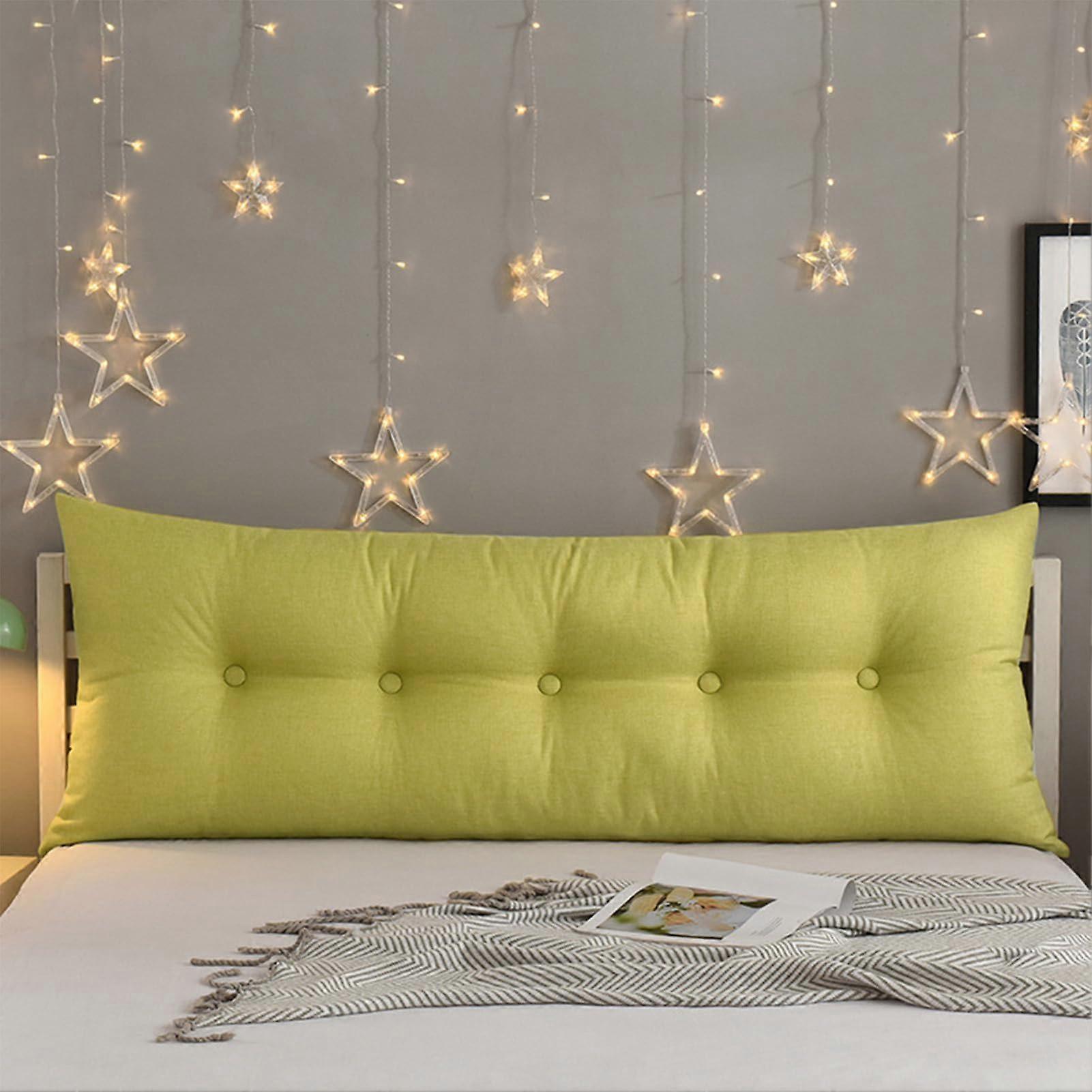 Reading Pillow Bed Wedge Cushion 60x60cm Ergonomic Triangular Backrest with Removable Cover Yellow Green