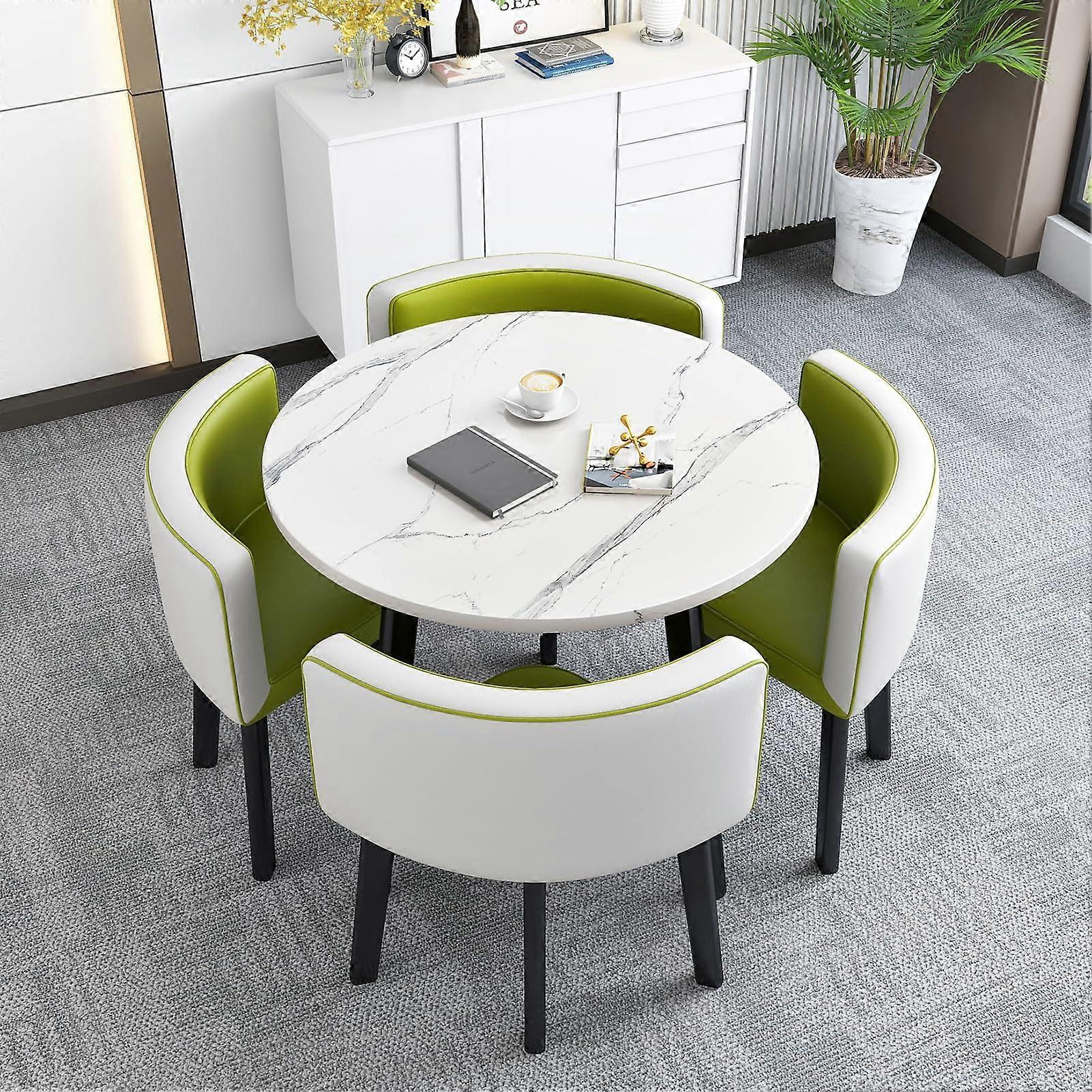 Round Dining Table White and Green Multiuse SpaceSaving for Kitchen Balcony Office Cafe