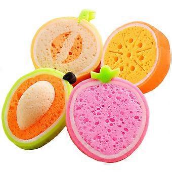 Hübsches Badezubehör, 4-teiliges Fruchtschwamm-Set für Kinder, verschiedene Farben