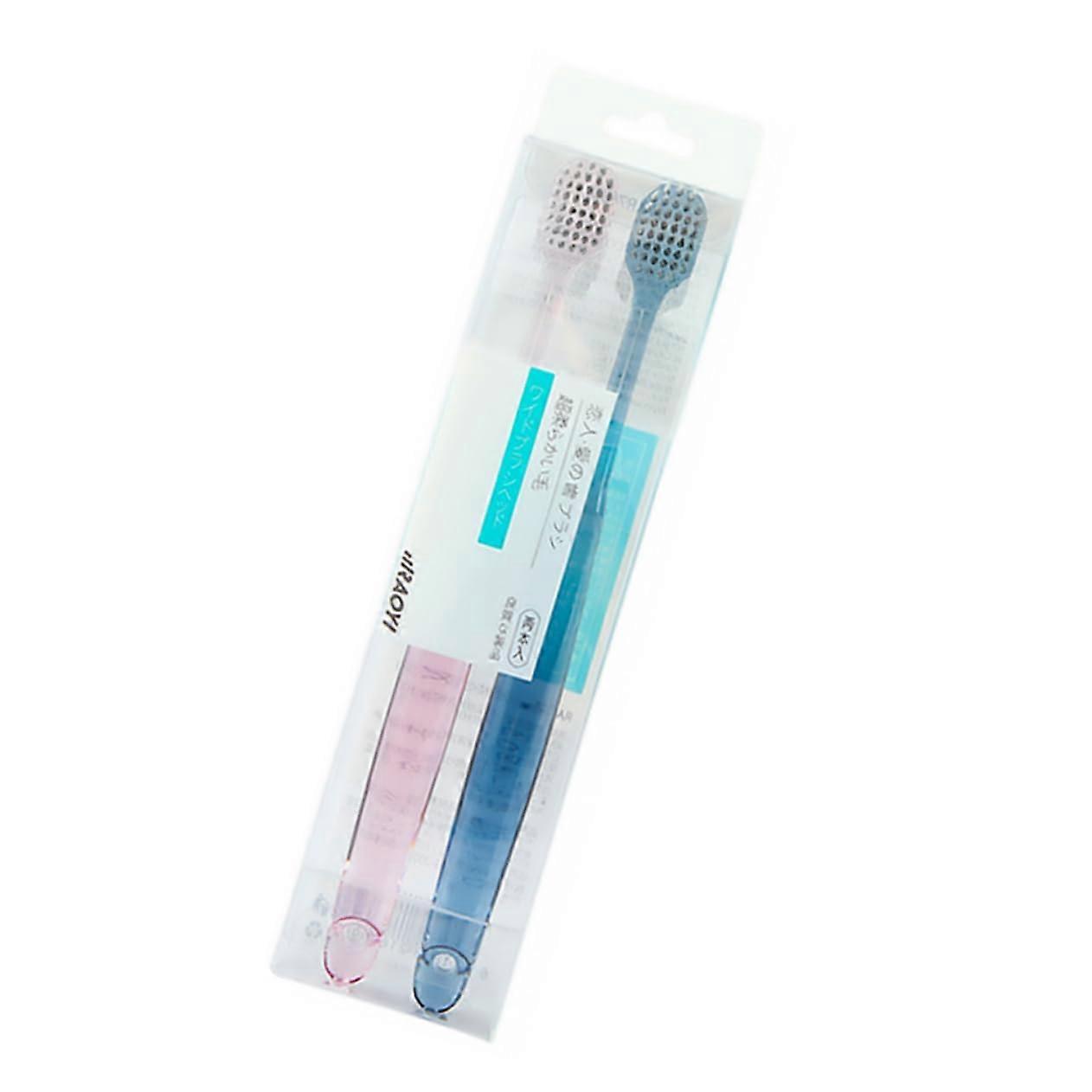Soft Bristle Toothbrush for Sensitive Teeth, Compact Head, Ergonomic Grip, 2pcs Blue Pink