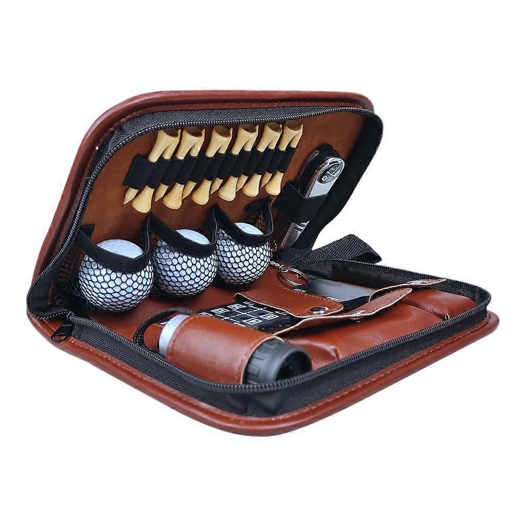 Golf Accessories Kit with Rangefinder and Brush, MultiFunction PU Leather Portable Golf Tool Set
