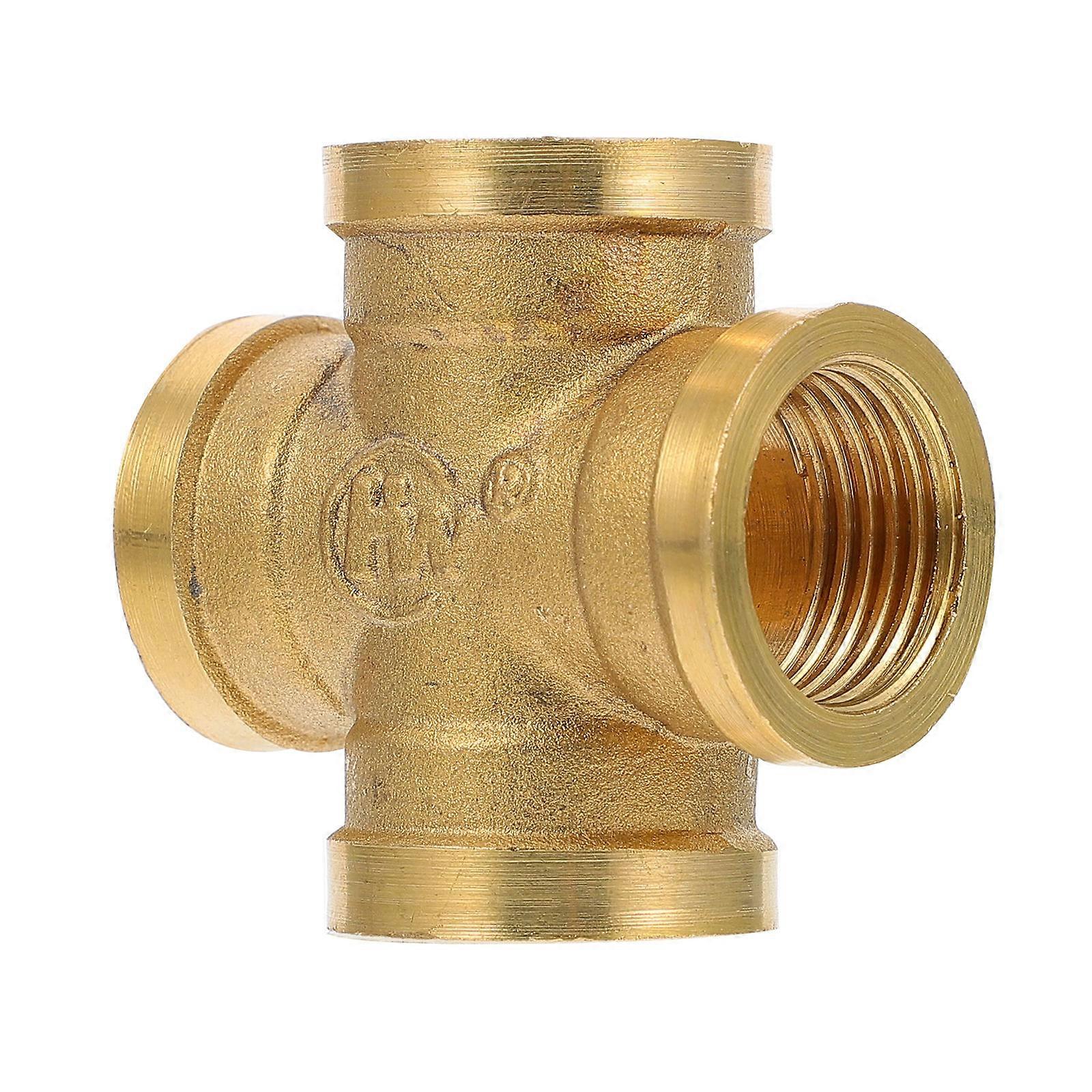 Brass 4 Way Pipe Connector Fitting with Threaded Joint for Pipe Use