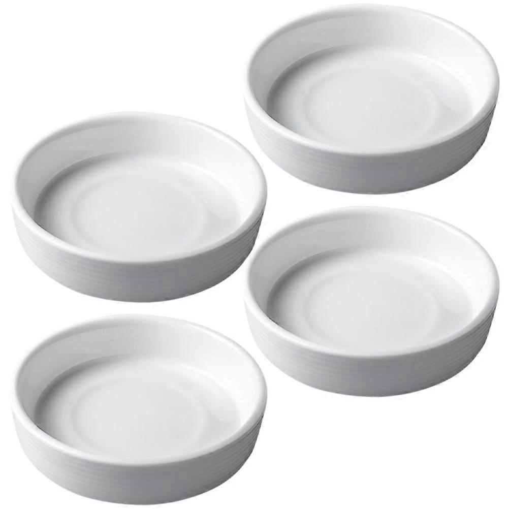 Ceramic Seasoning Plates for Dipping Sauce Bowls 4Pcs White Multi-Function