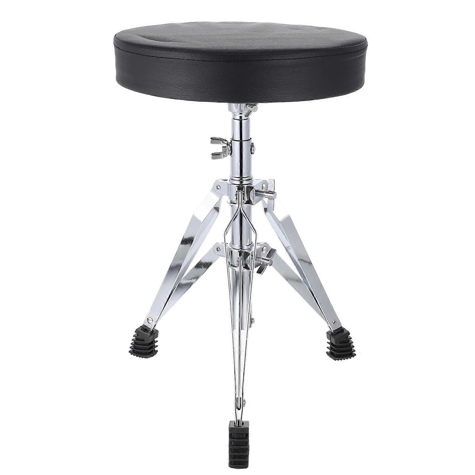 Adjustable Drum Stool with Comfortable Padded Black Leather Seat, Dual Height Settings, Sturdy Frame