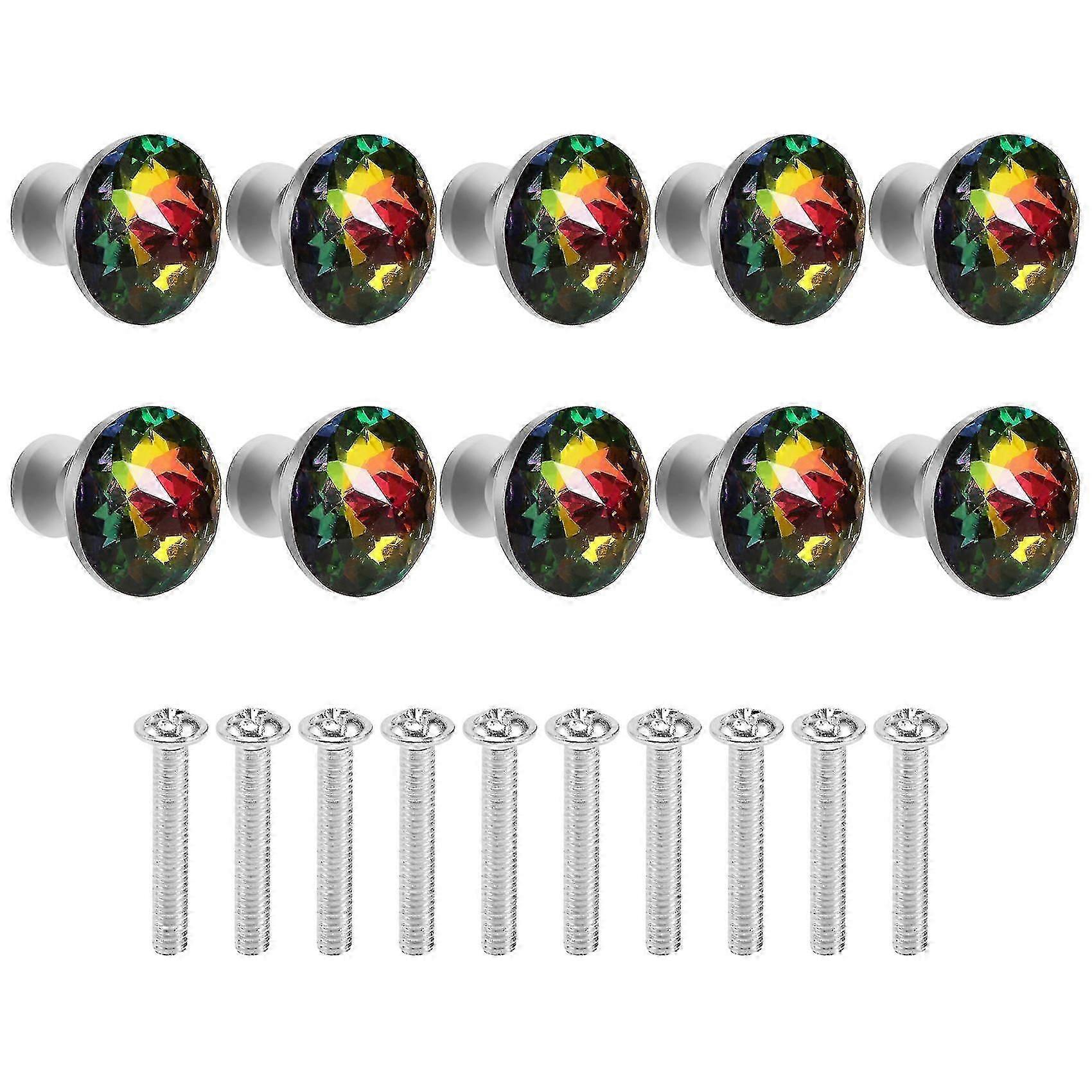 10PCS 30MM Colorful Crystal Knobs Glass Cabinet Knobs Drawer Pulls Handle for Home Cabinet Drawer