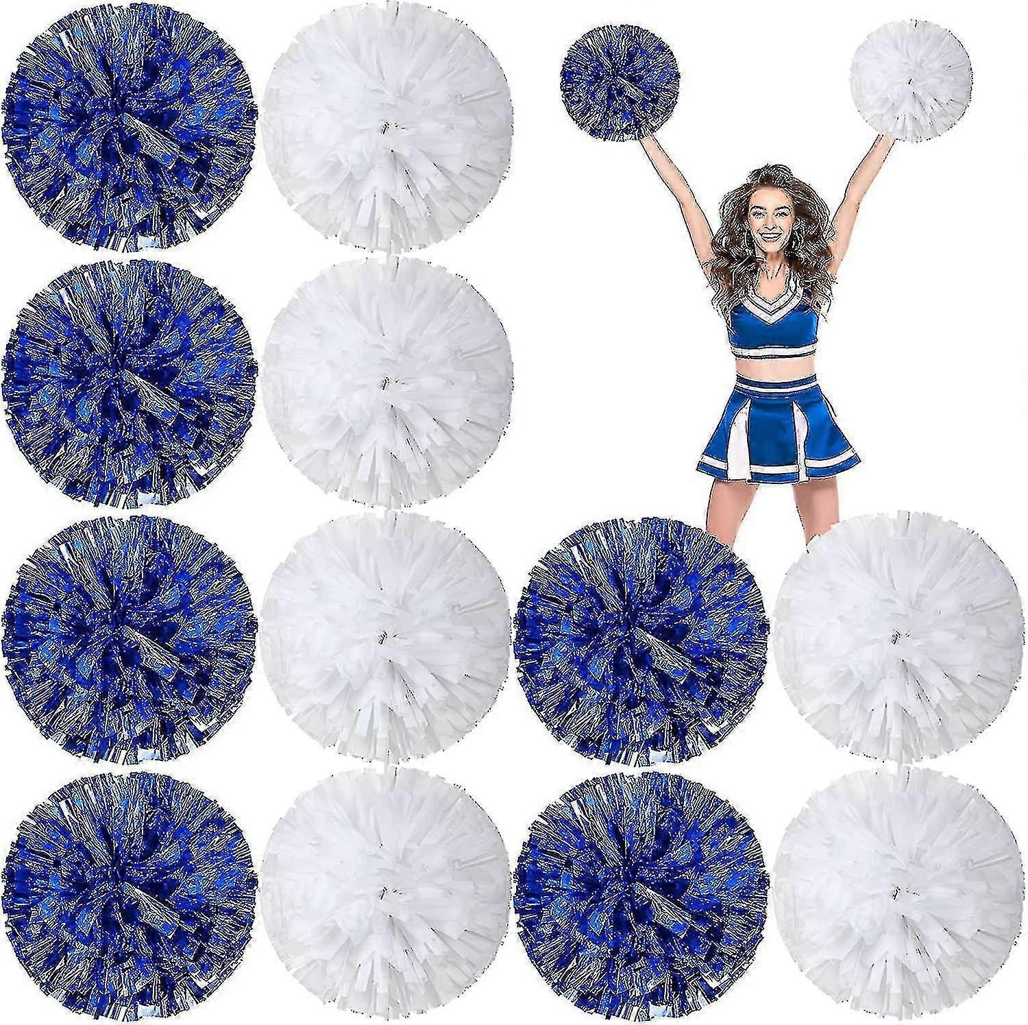 24 Pack Metallic Cheerleading Pom Pom 12 polegadas Cheerleader Pom Poms Com Batuta
