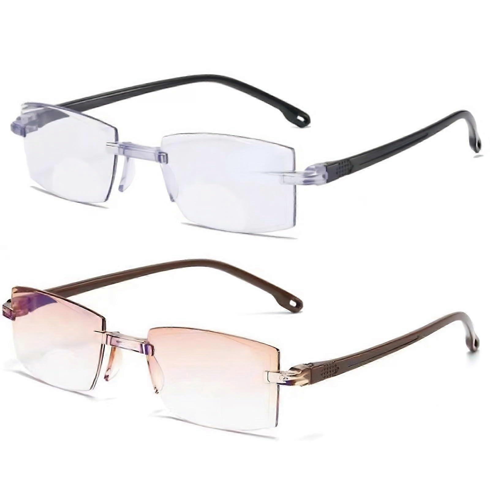 Autofocus Reading Glasses 2 Pack Blue Light Blocking Frameless Adjustable Focus +3.00 +4.00