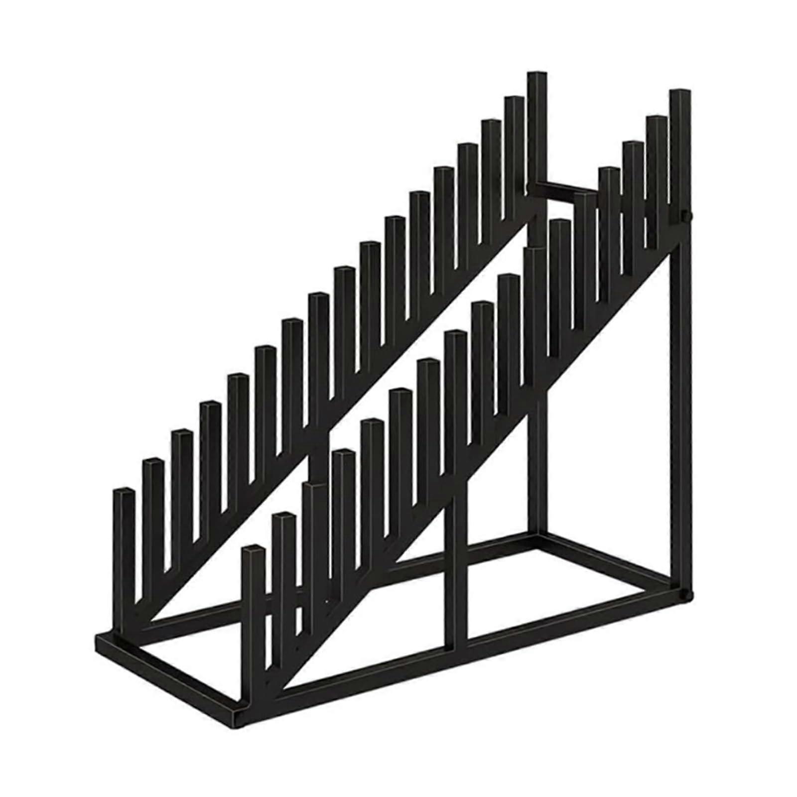 Tile Display Rack with Stable Triangular Structure, 16Layer Floor Standing Tile Sample Holder for Exhibitions and Malls Black