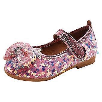 Bloemenmeisjes bruiloft feest schoenen met hakken prinsessen platte schoenen voor kinderen peuters roze 7-7,5 jaar