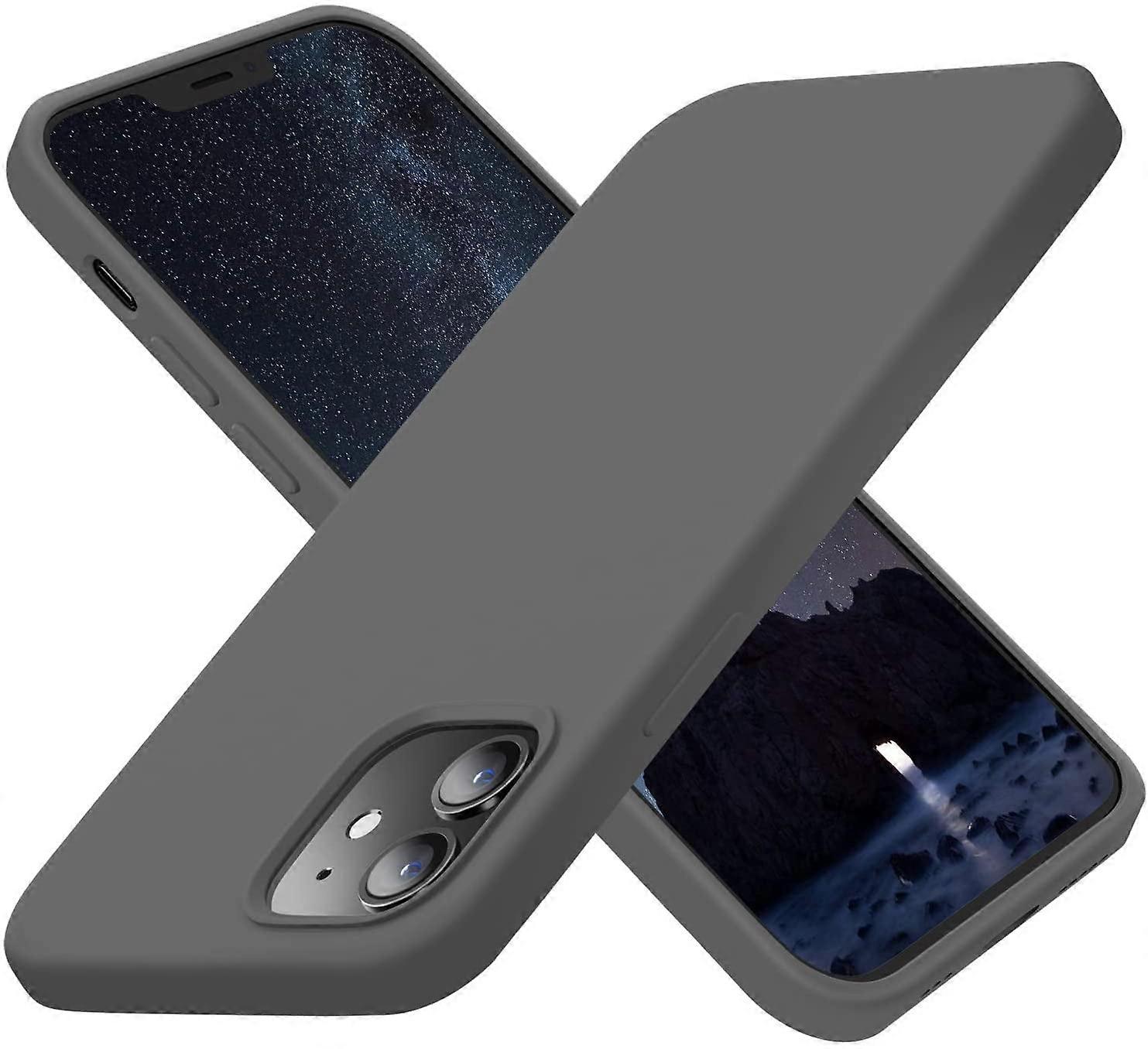 iPhone 12 & 12 Pro Compatible Silicone Shockproof Case, 6.1", Space Gray, Soft Microfiber Lining