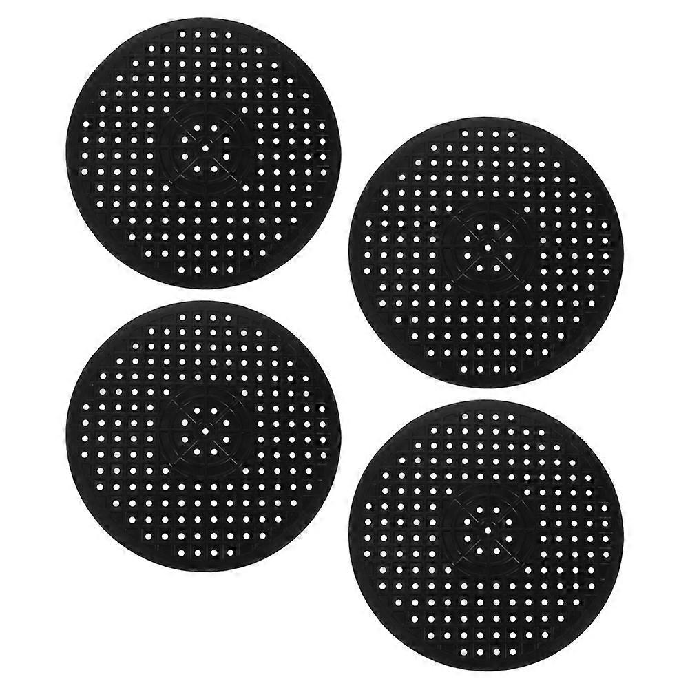 Rubber Kitchen Sink Protector Mat for Dish Drying 4Pcs Black Round