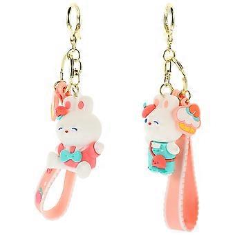 Hanging Rabbit Keychain Decorative Key Pendant for Bag with 8Pcs