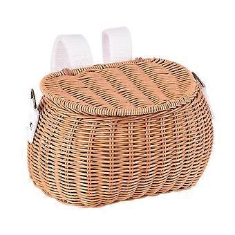 Children Bike Basket Bike Scooter Tricycle Basket Shoulder Strap Bicycle Front Handlebar Basket Rattan Basket compatible with Kids