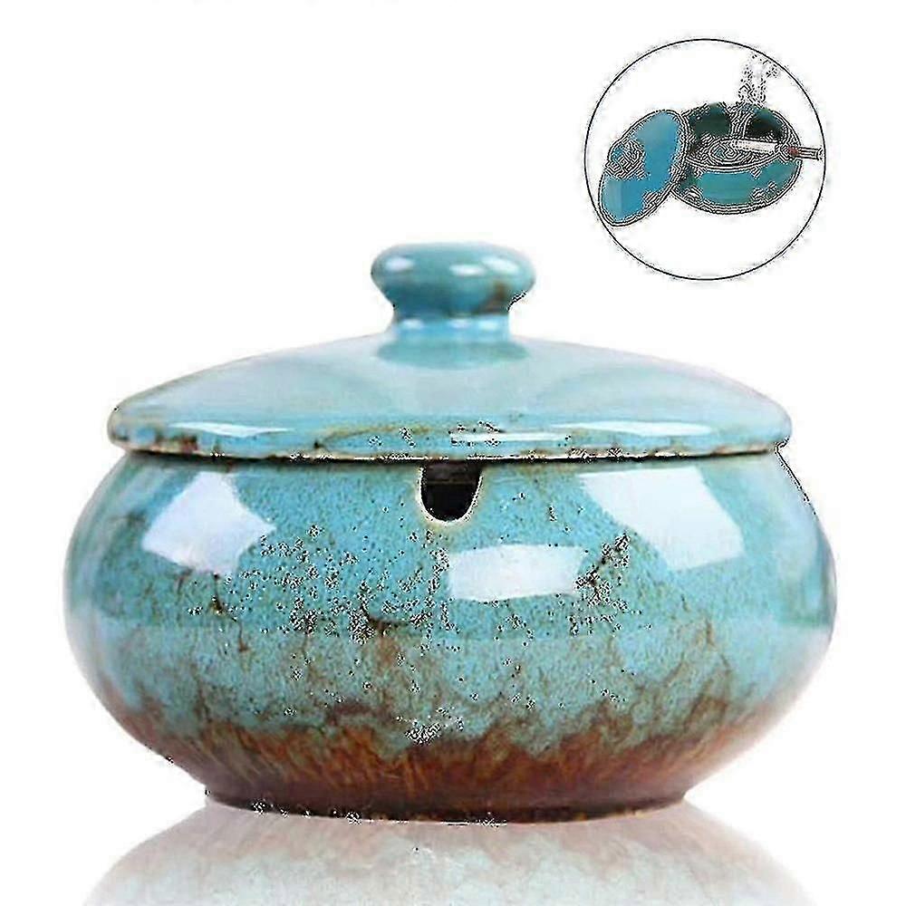 Windproof Ceramic Ashtray with Lid