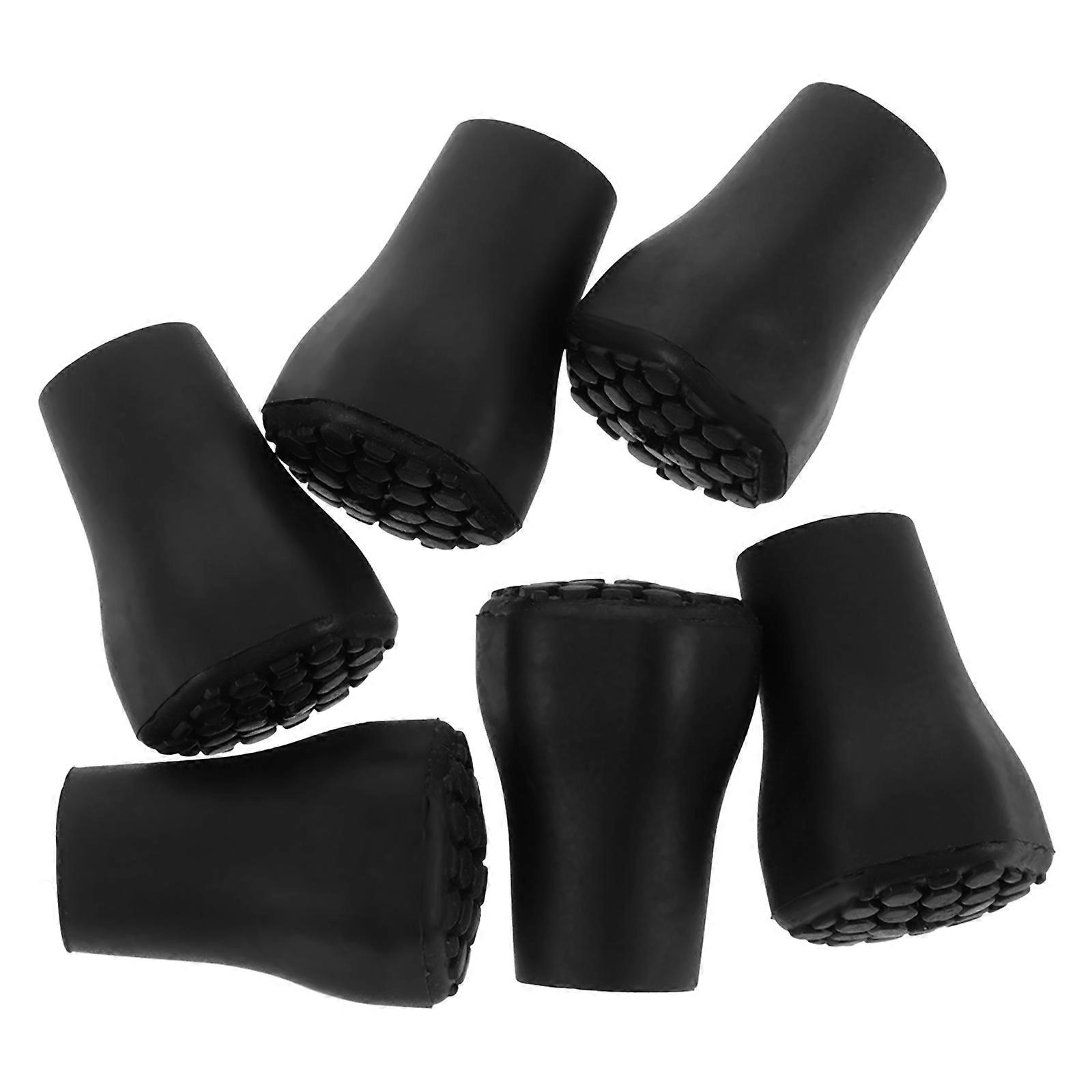 Durable Plastic Walking Pole Tips Replacement for Crutches Black 6Pcs