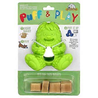 Puff & Play, Treat Dispenser, Yeti Dog Chew Nuggets, Green, 4 Nuggets, 1 Dispenser