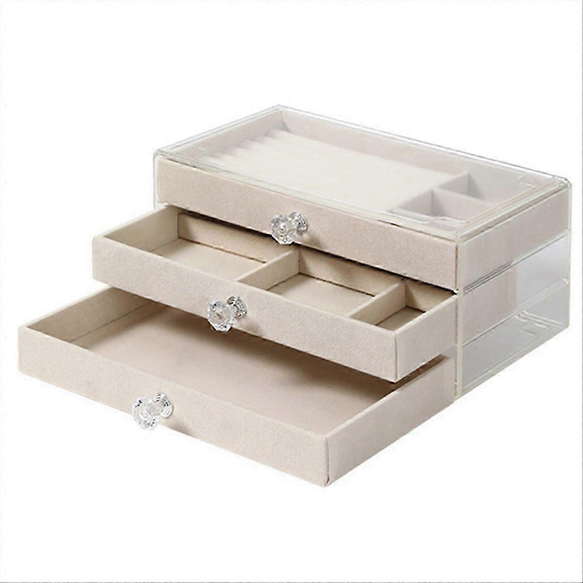 three drawer desktop jewelry storage box