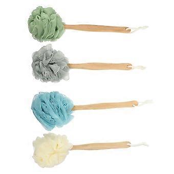 4Pcs Back Brush Long Wooden Handle Bathing Brush Nylon Shower Brush Back Scrubber