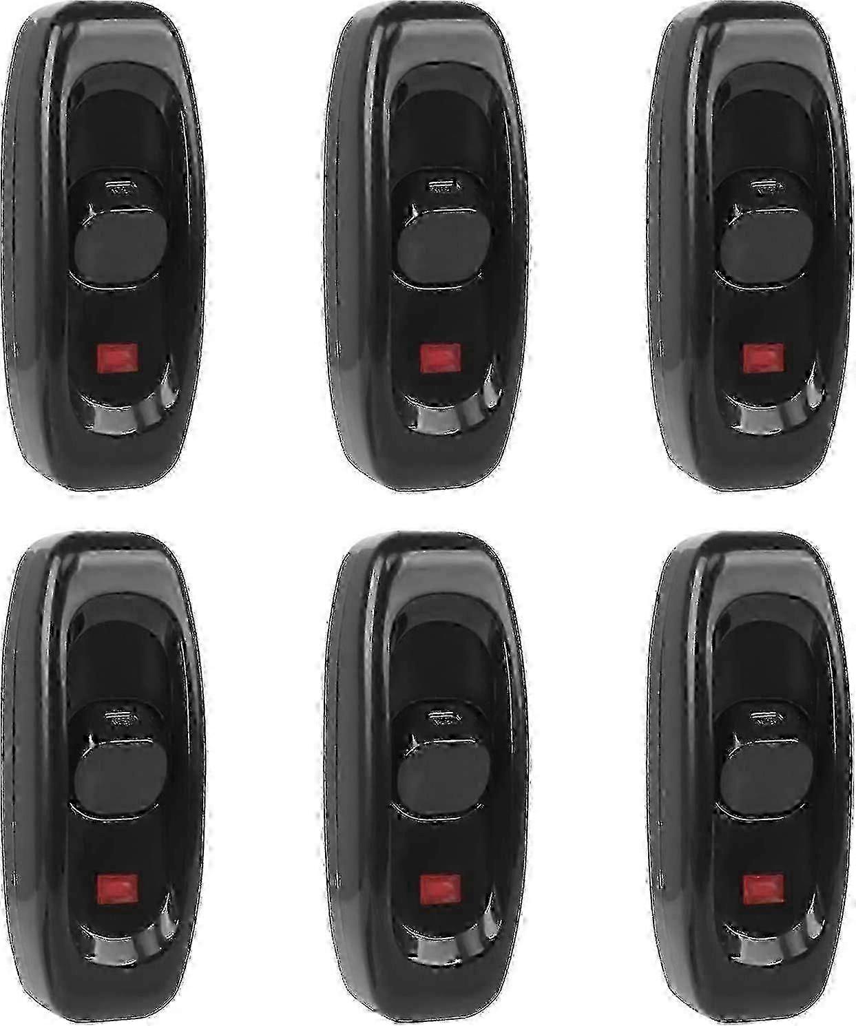 2026 Suitable 6pcs Lamp Switch, Toggle Switch 250v 10a Line Cord Rocker Switch Intermediate Switch With Led Indicator (black)