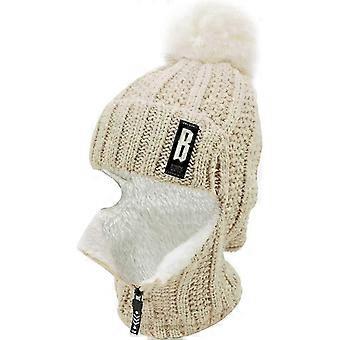 Winter Siamese Windproof Hat Knitted Circle Scarf Collar Hat Thermal Fleece Lined Slouchy Thick Soft Stretch Winter Hats Warm Ear Face Protection for