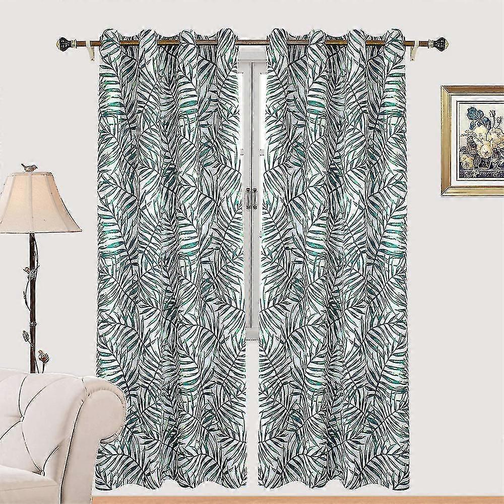 Leaf Print Polyester Blackout Curtains  132*137CM