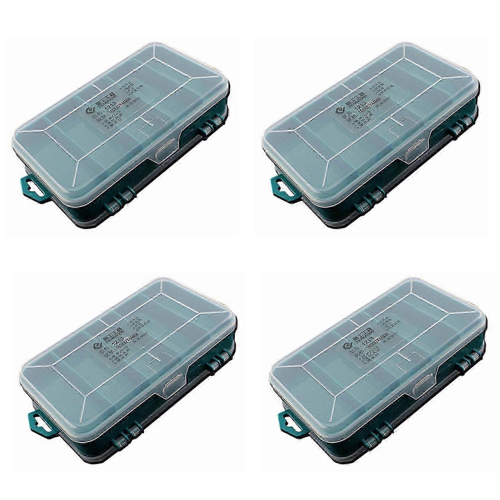 4X PENGGONG 13 Grids Tool Box Double-Side ToolBox Organizer Storage Box Multifunction Tool Case compatible with Small Components