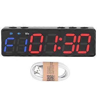 Minuteur de gym portable, minuterie d'intervalles d'entranement, horloge de fitness, grand cran numrique avec aimant puissant intgr, bleu et rouge