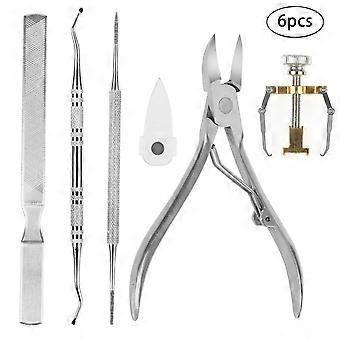 Ingrown Toenail Tool Kit 6 in 1 Professional Clippers Set with Precision Curved Blade and Nail File