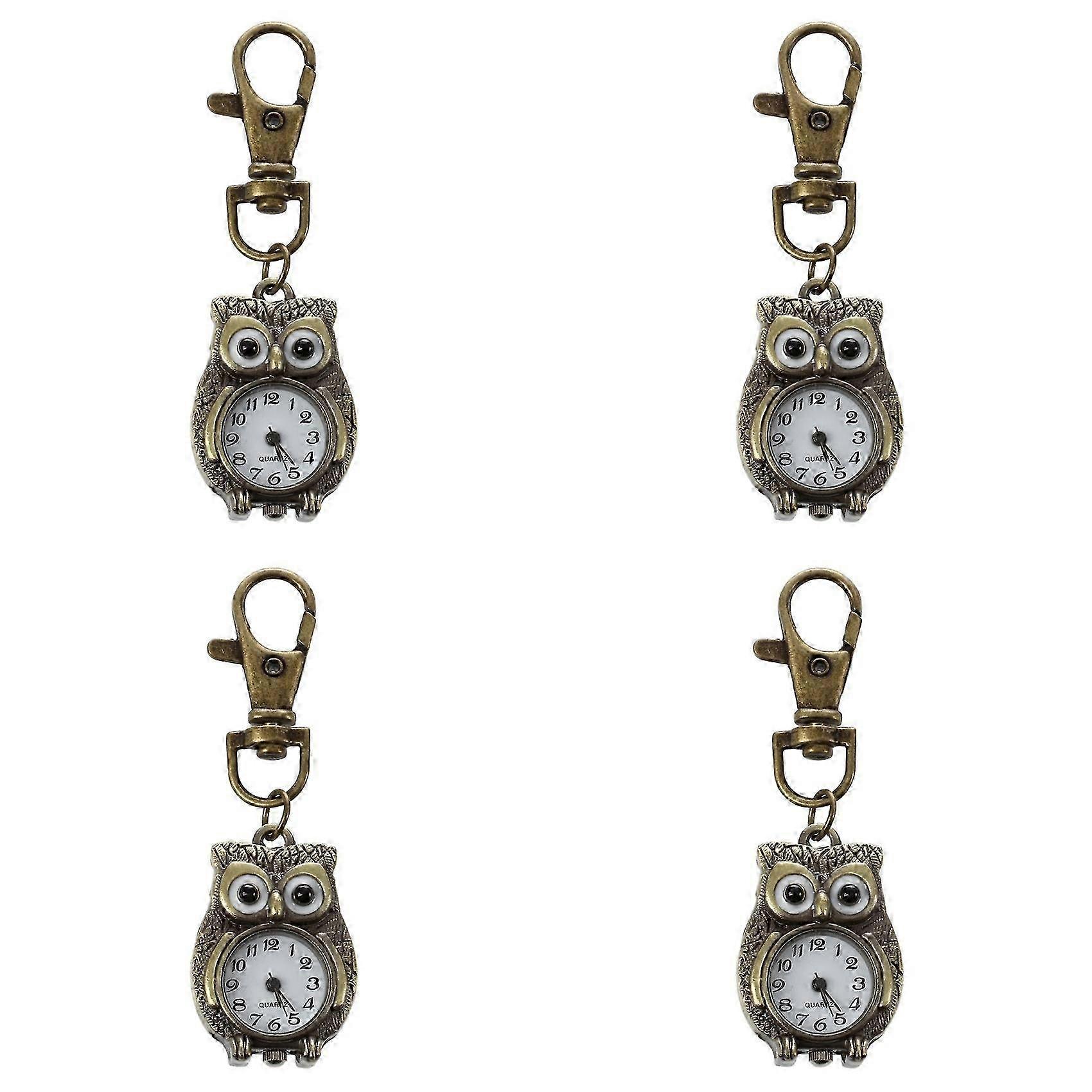 4X Keychain Clock Keyring Owl Shape 37X24Mm