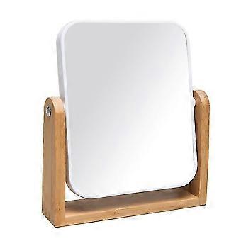 8-Inch Bamboo Vanity Mirror Featuring Dual Magnification for Clear Detailed Viewing