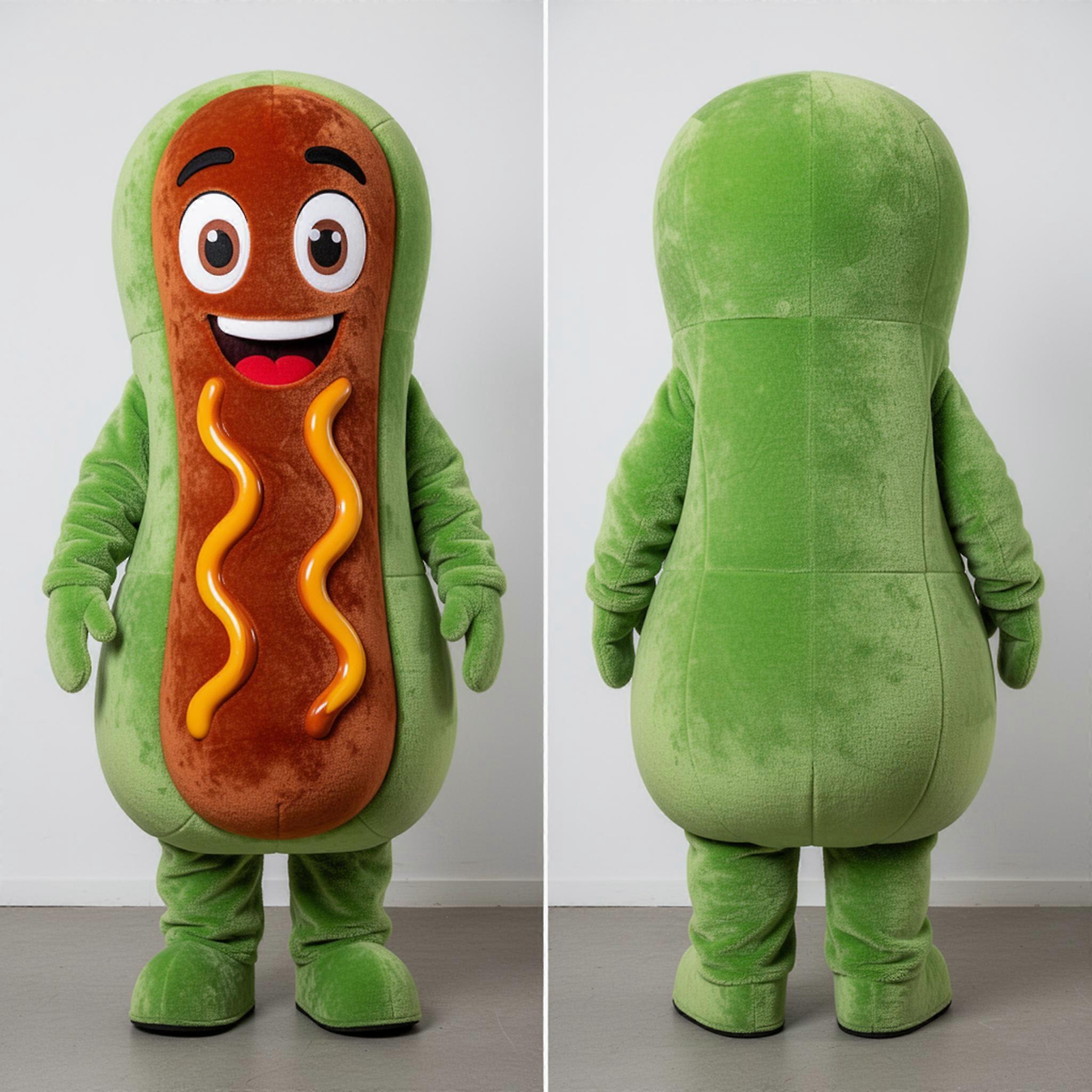 MASTICOT Emerald Green Broad Shouldered Currywurst Mascot