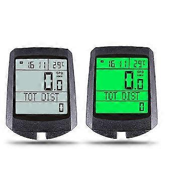 Snelheidsmeter/toerenteller voor fiets, draadloos, vijf talen, achtergrondverlichting, één apparaat.